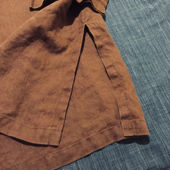 Brown Linen Button up Top - Picture 5 of 7